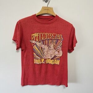 Vintage Hulk Hogan Shirt The Immortal Red WWF Wrestling Promo T shirt Size M Wor